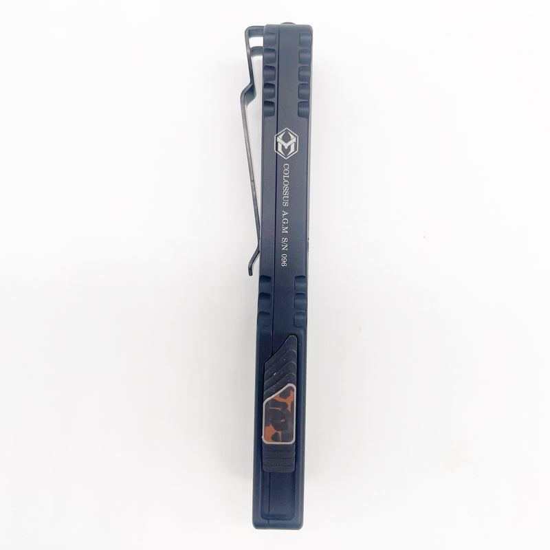 Heretic Knives Colossus Hand Ground Elmax Double Edge DLC Fat Carbon Snakeskin Button ~ DLC Hardware