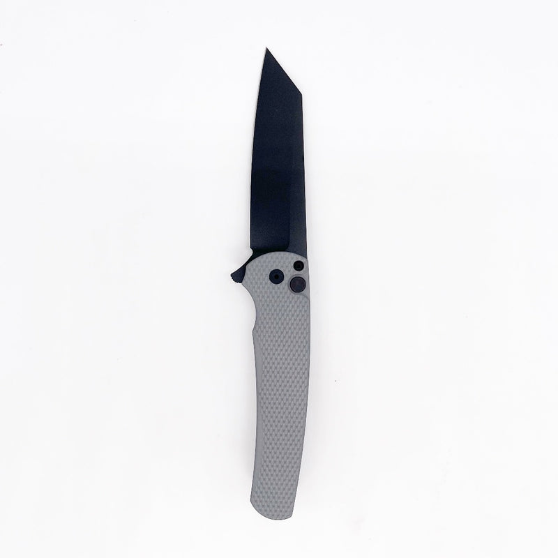 Pro-Tech Malibu Flipper 5206 Folding Knife Textured GREY Aluminum Handles DLC Black 20CV Blade (5206-Grey)