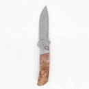 Pro-Tech Terzuola 2023 ATCF 009 Steel Custom Folding Knife Maple Burl Wood Inlays Stonewashed Magnacut Blade