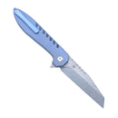 Kansept Kosame 3.37" Damascus Blue Anodized Titanium with Shred Carbon FIber Inlay T1093F1