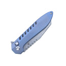 Kansept Kosame 3.37" Damascus Blue Anodized Titanium with Shred Carbon FIber Inlay T1093F1