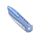 Kansept Kosame 3.37" Damascus Blue Anodized Titanium with Shred Carbon FIber Inlay T1093F1