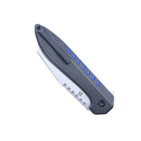 Kansept Kosame 3.37" Stonewashed 154CM Blackwash Titanium with Blue G10 Inlay T1093F4