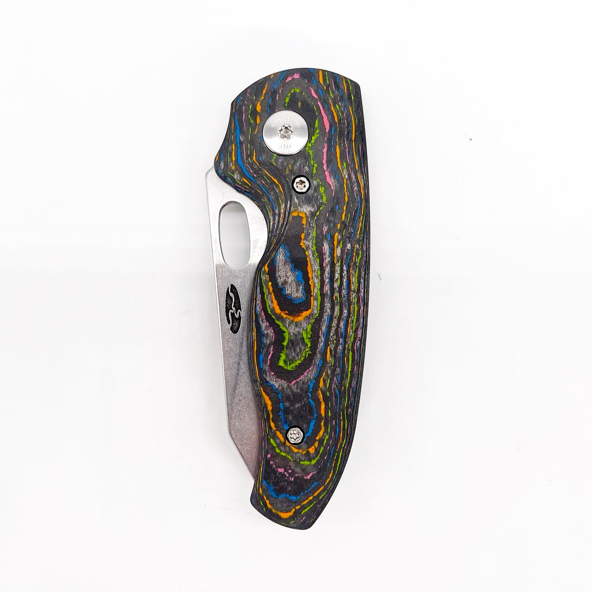 Three Rivers Mfg Holey Nerd 80s Camo Carbon Fiber Handles 2.2in Magnac