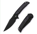Wixco - Black 14C28N Blade - Aluminum Handle Shredded Carbon Fiber Inlay WX14-A