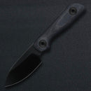 Kunwu Stiffy P Fixed Blade 3in DLC VANADIS8 Steel Black Micarta Hanlde F705BK-3