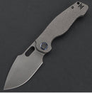 Kunwu Gringo K712T-1S Folding Knife – 3.66" Stonewashed S390 Blade, Honeydew Textured Titanium Handle
