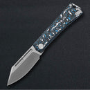 Kunwu Geezer Bead Blast 3.22in Elmax Blade Blue Resin Carbon Fiber Handles J708A-2