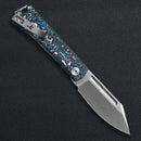 Kunwu Geezer Bead Blast 3.22in Elmax Blade Blue Resin Carbon Fiber Handles J708A-2