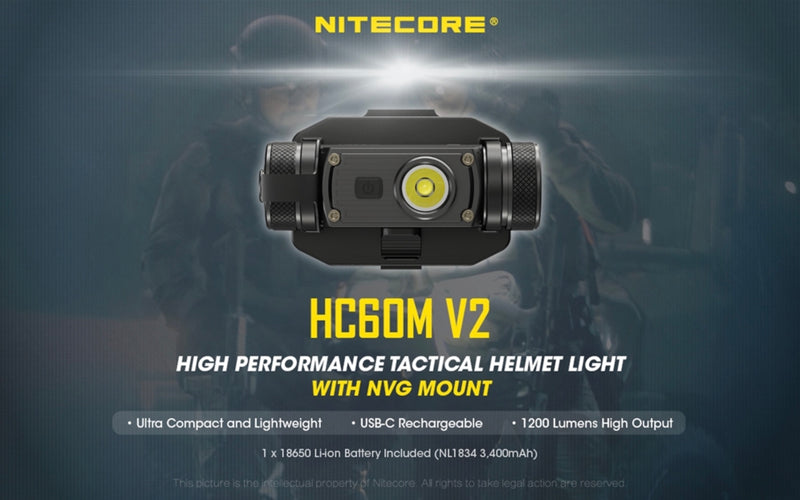 Nitecore HC60m V2 1200 Lumen 1*18650 Rechargeable Battery