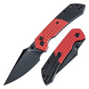 Tenable Fenrir Folding Knife 3.45in 14C28N Black TiCn Blade Red Frag Pattern Aluminum Handles