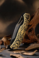 North Mountain Blade KHAI Gold Nocturne KF001-A – 24K Baroque Titanium, CPM 3V Kukri, DLC Black, Ceramic Bearings