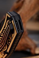 North Mountain Blade KHAI Gold Nocturne KF001-A – 24K Baroque Titanium, CPM 3V Kukri, DLC Black, Ceramic Bearings