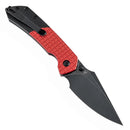 Tenable Fenrir Folding Knife 3.45in 14C28N Black TiCn Blade Red Frag Pattern Aluminum Handles