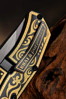 North Mountain Blade KHAI Gold Nocturne KF001-A – 24K Baroque Titanium, CPM 3V Kukri, DLC Black, Ceramic Bearings
