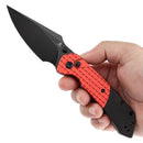 Tenable Fenrir Folding Knife 3.45in 14C28N Black TiCn Blade Red Frag Pattern Aluminum Handles