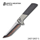 North Mountain Blade 2407-GRCF-5 Chop 2 3.5" Copper Blade Folding Knife Anodized Aluminum & Carbon Fiber Handle