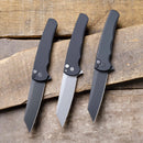Pro-Tech Malibu Folding Knife Textured Black Handles Stonewashed Magnacut Reverse Tanto Blade