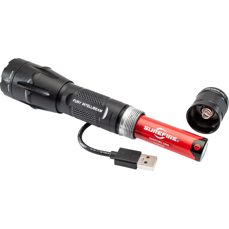 Surefire Fury InteliBeam 1500 Lumen Auto Adjusting Dual Fuel LED Flashlight 1 * 18650 Micro-USB Rechargeable Battery