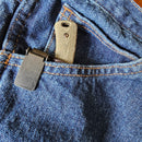 TRM Tagalong Fixed Blade – PSB-27 2.44″ Stonewash Drop‑Point, Natural Micarta & Leather Sheath