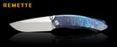Remette Wild Species WD108-B Folding Knife 3.6″ M390 Blade Textured Blue Titanium Handle