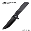 North Mountain Blade 2407-CF-DLC Chop 2 3.5" Tanto Button Lock Folding Knife Black Anodized Aluminum & Carbon Fiber