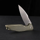 FerraMonster AURORA RAYS FM23002-B – 3.46" M390 Drop Point Golden Titanium Frame Lock Knife