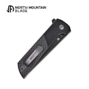 North Mountain Blade 2407-CF-DLC Chop 2 3.5" Tanto Button Lock Folding Knife Black Anodized Aluminum & Carbon Fiber