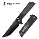 North Mountain Blade 2407-CF-DLC Chop 2 3.5" Tanto Button Lock Folding Knife Black Anodized Aluminum & Carbon Fiber