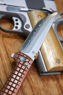 North Mountain Blade Chop 2 – SLD-Magic Copper Grid Handle Knife | .45 Thumb Disc & Button Lock (2406CU)