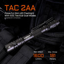 Acebeam TAC 2AA Flashlight – 1600 Lumens, Dual Switch Tactical Penlight, USB-C Rechargeable Battery – Black