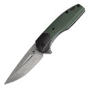 Kansept Cassowary 2.9" Damascus Blade Green G10 & Black Titanium Handles - K2065B6