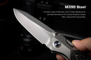 Remette RT-Meteor 2.99in M390 Drop Point Blade Titanium + Carbon Fiber Handle RTPT-E