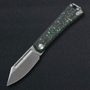 Kunwu Geezer 3.22in Satin Elmax Blade Green Resin Carbon Fiber Handles J708A-3
