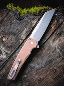 Pro-Tech 5401-FDE Malibu Button Lock Flipper FDE Handle Stonewash Magnacut Reverse Tanto Blade