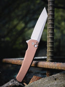Pro-Tech 5401-FDE Malibu Button Lock Flipper FDE Handle Stonewash Magnacut Reverse Tanto Blade
