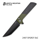 North Mountain Blade 2407-SPGRCF-DLC Chop 2 3.5" Folding Knife Matte Green Aluminum & Carbon Fiber Handle