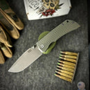McNees PM Mac 2 Gen 2 3.5" MagnaCut Frame Lock Knife Green Bronze Swerve Milled Titanium Handle USA Made