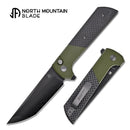 North Mountain Blade 2407-SPGRCF-DLC Chop 2 3.5" Folding Knife Matte Green Aluminum & Carbon Fiber Handle