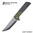 North Mountain Blade 2407-SPGRCF Chop 2 3.5" Folding Knife Matte Green Aluminum Handle
