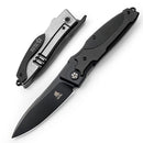 Katsu Nemoto Higo-no-Kami Folding Knife 3.5" AUS-8 Black Titanium Blade Black Aluminum Carbon Fiber Handle
