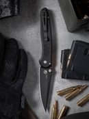Pro-Tech Avalon Peace Neighbor Edition – MagnaCut DLC Folding Knife Knurled Thumb Stud Black Aluminum Handle