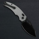 Kunwu X-Padre Reverse Tux – 3.34″ Satin DLC Elmax Blade, Diamond Textured Titanium Handle (X706T-3)