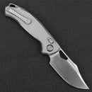 Kunwu Django XL 3.7in Satin Elmax Blade Diamond Textured Titanium Handle X707XLT-1A