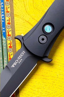 Pro-Tech Large Don 4.5in DLC Black Blade Aluminum Black Handle w/ Mother of Pearl Button 1921-LTD