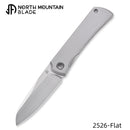 North Mountain Blade Moon 2526-Flat Mini Folding Knife 2.5" M390 Sheepsfoot Hand-Brushed Blade Titanium Handle Front Flipper Frame Lock