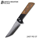 North Mountain Blade 2407-PEI-ST Chop 2 3.5" Tanto Folding Knife Amber PEI Textured Handle Button Lock
