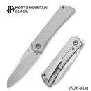 North Mountain Blade Moon 2526-Flat Mini Folding Knife 2.5" M390 Sheepsfoot Hand-Brushed Blade Titanium Handle Front Flipper Frame Lock
