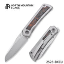 North Mountain Blade Moon 2526-BKCU Mini Folding Knife 2.5" M390 Sheepsfoot Hand-Brushed Blade Titanium Handle Front Flipper Frame Lock