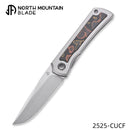 North Mountain Blade Sun 2525-CUCF Mini Folding Knife 2.5" M390 Hand-Brushed Blade Titanium Handle Carbon Fiber Inlay Front Flipper Frame Lock